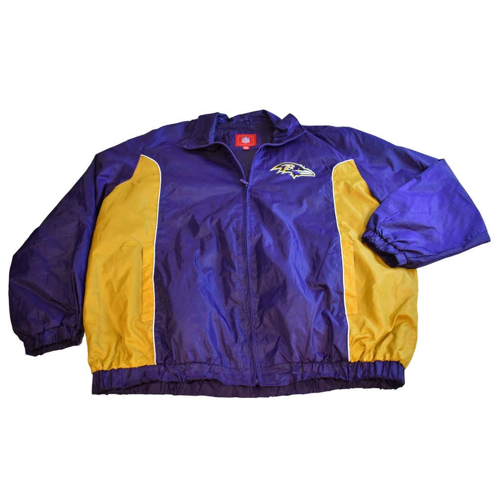 NFL Baltimore Ravens Jacket Mens XXL Purple Good Vintage Windbreaker Zip